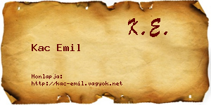 Kac Emil névjegykártya